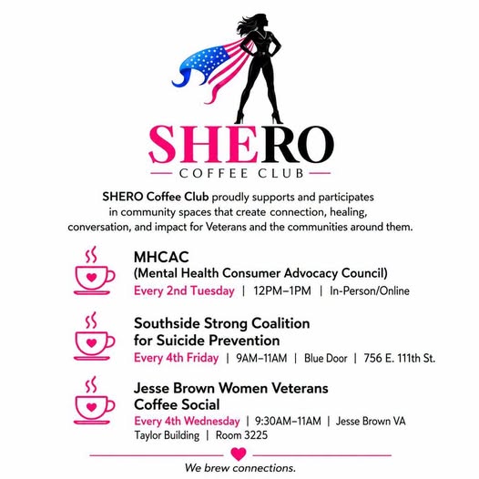Flyer for Southside Strong Coalition for Suicide Prevention — SHERO Coffee Club
