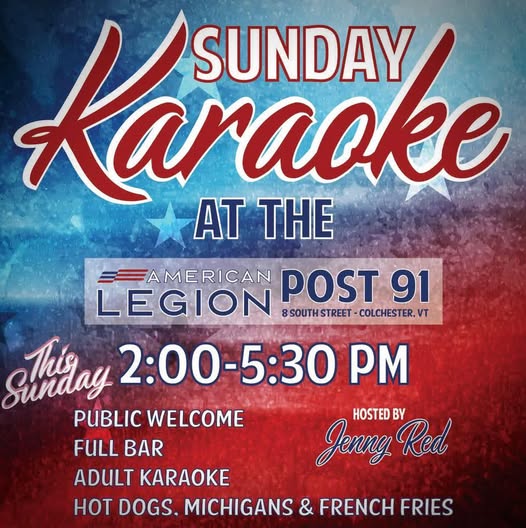Flyer for Sunday Karaoke at American Legion Post 91