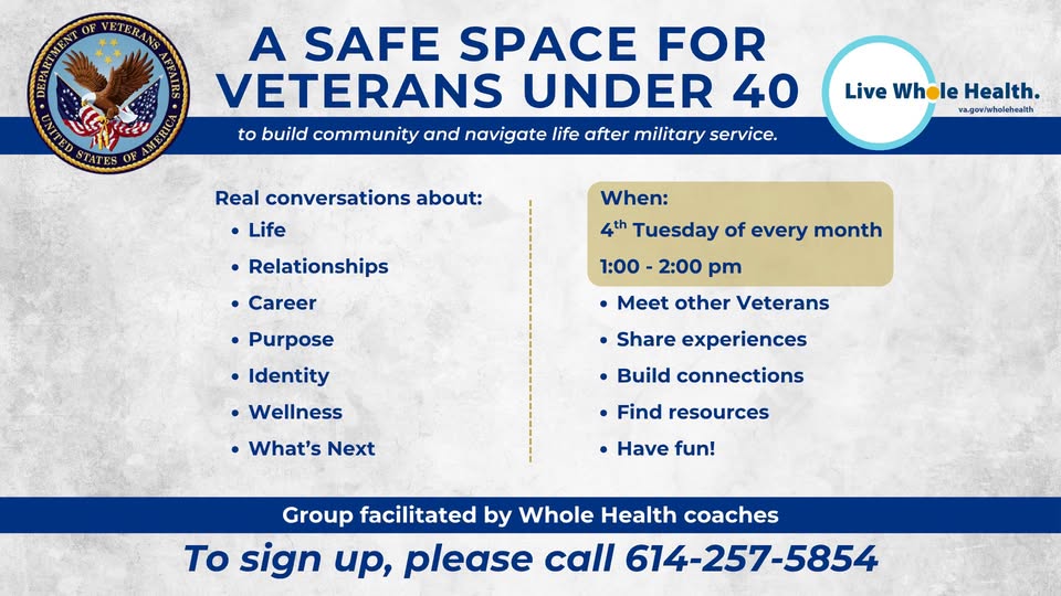Flyer for A Safe Space for Veterans Under 40