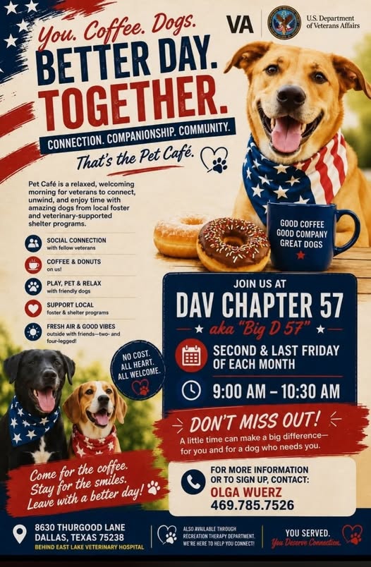 Flyer for VA Pet Café — DAV Chapter 57 “Big D 57”