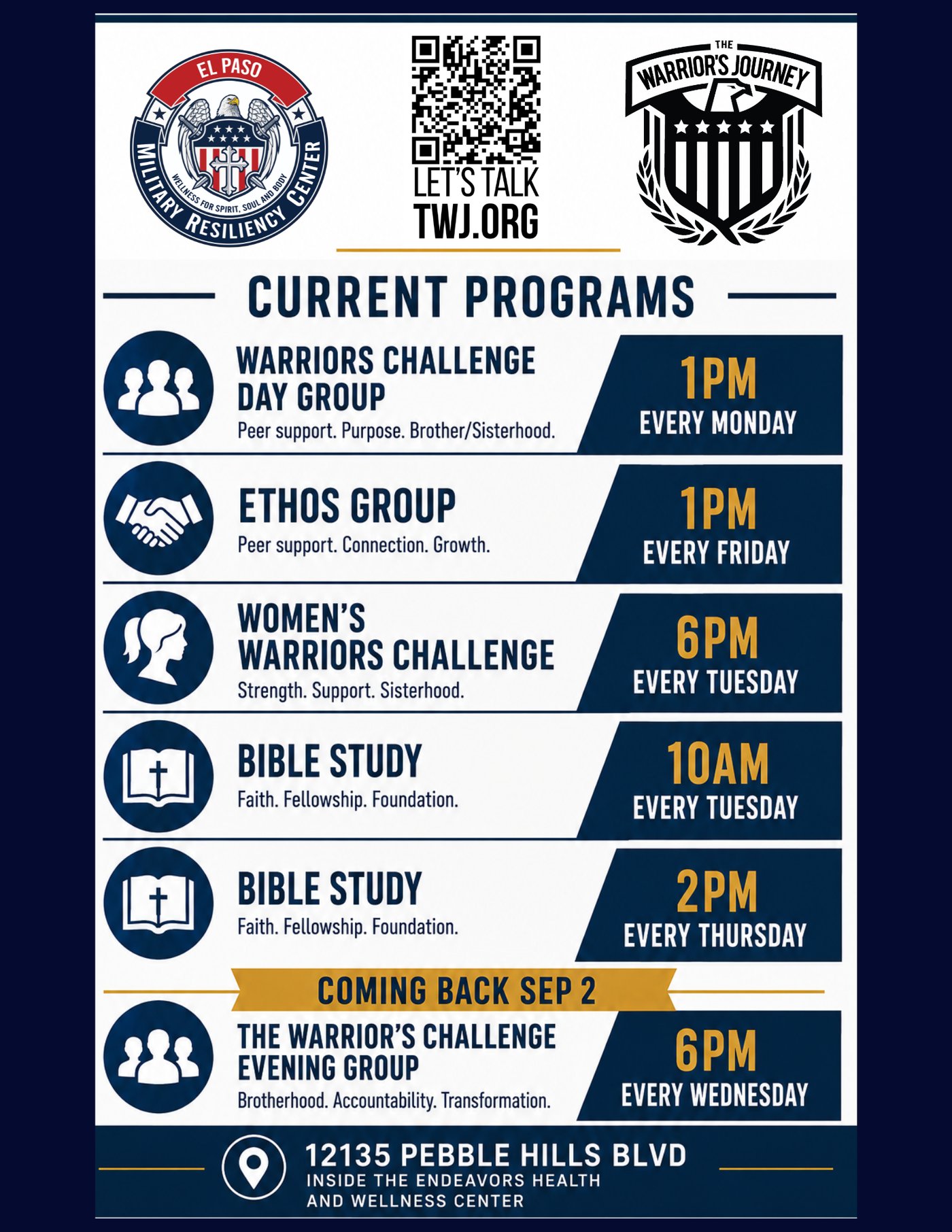 Flyer for Ethos Group — El Paso Military Resiliency Center