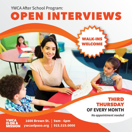 Flyer for YWCA After School Program Open Interviews