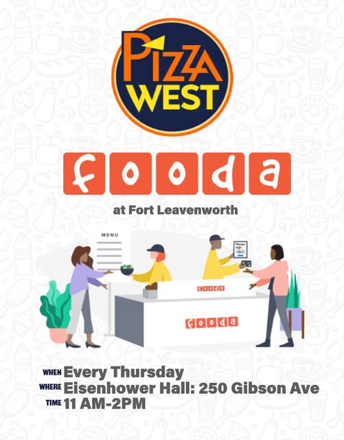 Flyer for Fooda Pop-Up: Pizza West — Eisenhower Hall (Thursdays)