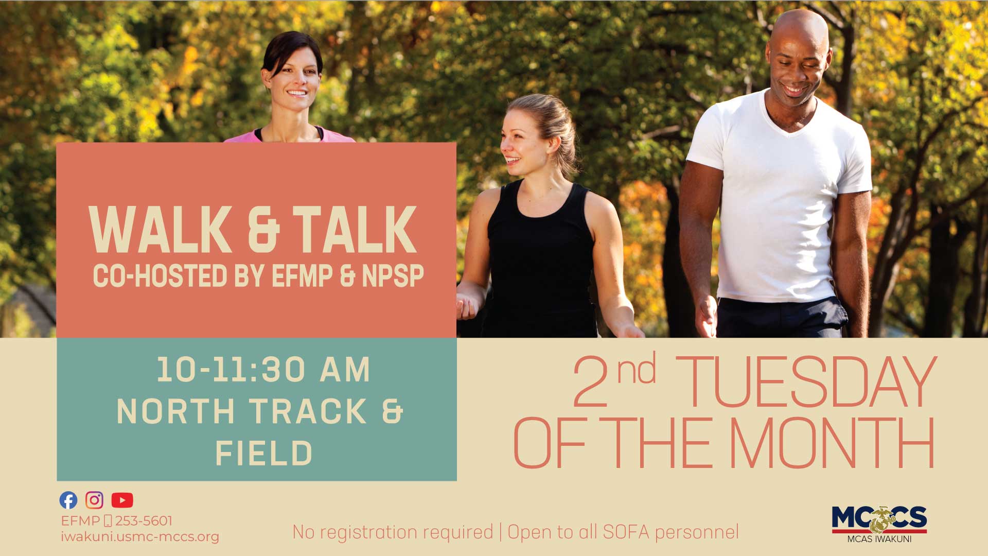 Flyer for Walk & Talk with EFMP & NPSP