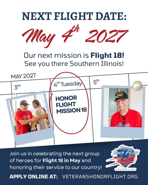 Flyer for Veterans Honor Flight of Southern Illinois — Mission 18