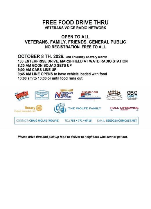 Flyer for Free Food Drive Thru — Veterans Voice Radio Network at WATD