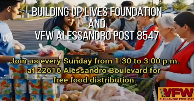 Flyer for Free Food Distribution — Building Up Lives Foundation & VFW Post 8547