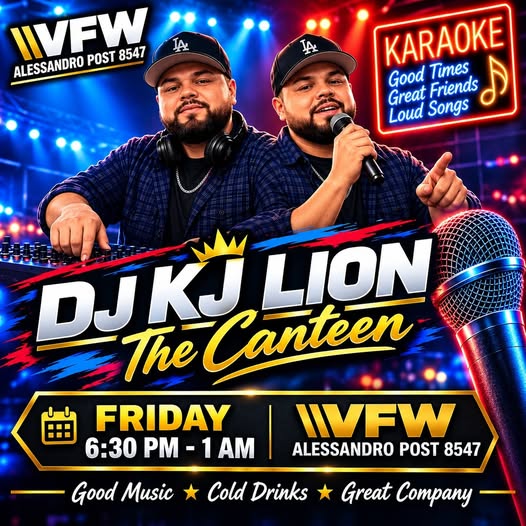 Flyer for Karaoke at The Canteen with DJ KJ Lion