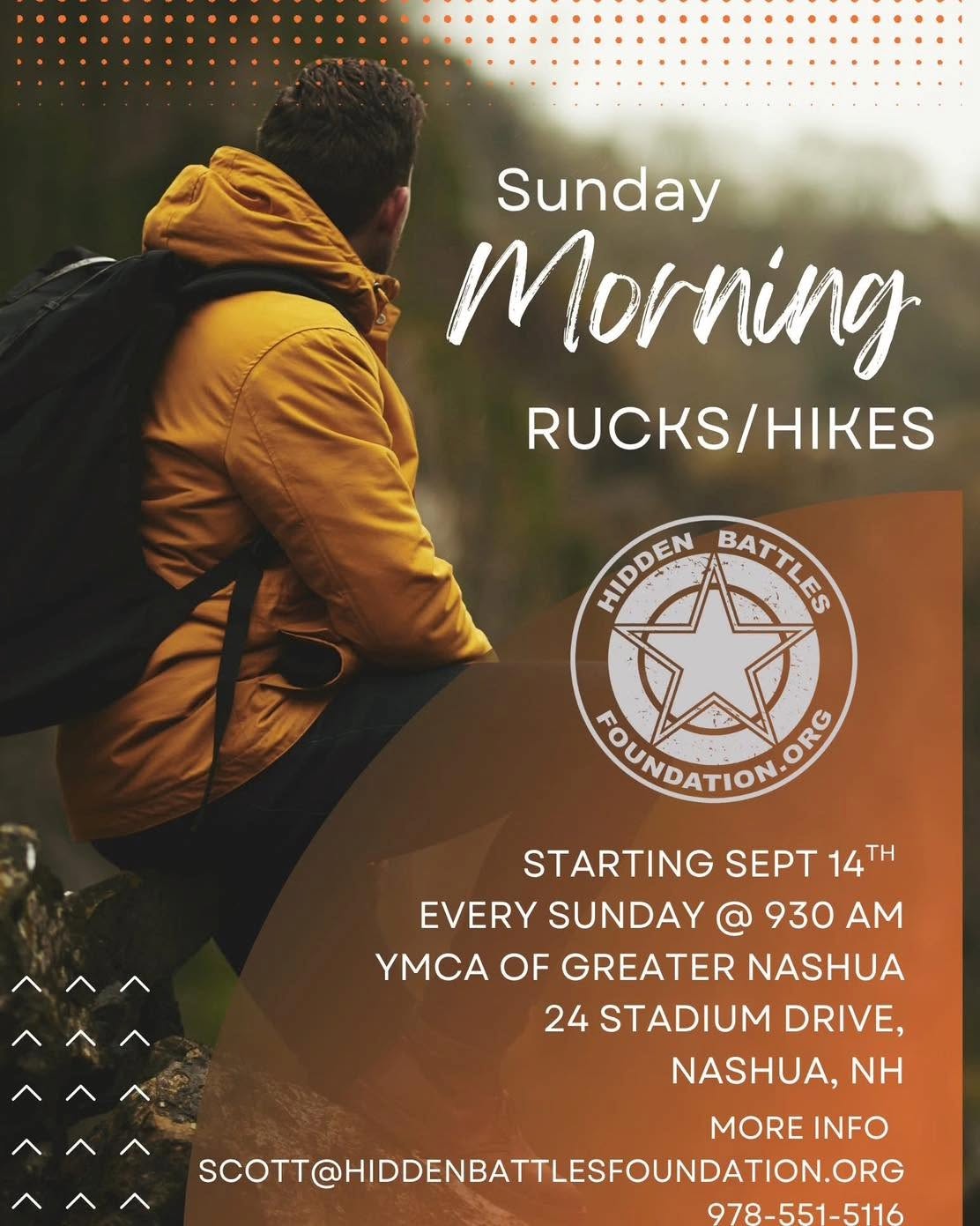 Flyer for Sunday Morning Rucks/Hikes — Hidden Battles Foundation