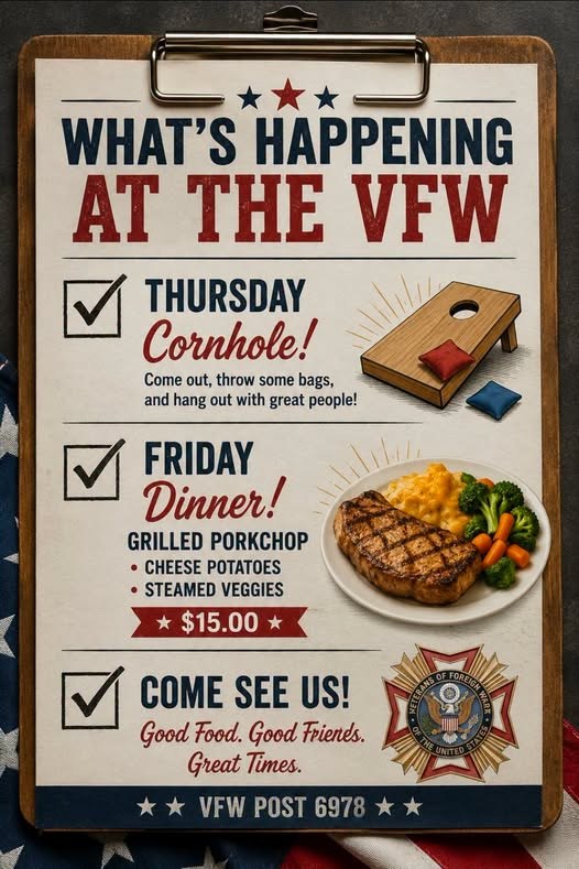 Flyer for Friday Dinner (VFW Post 6978)