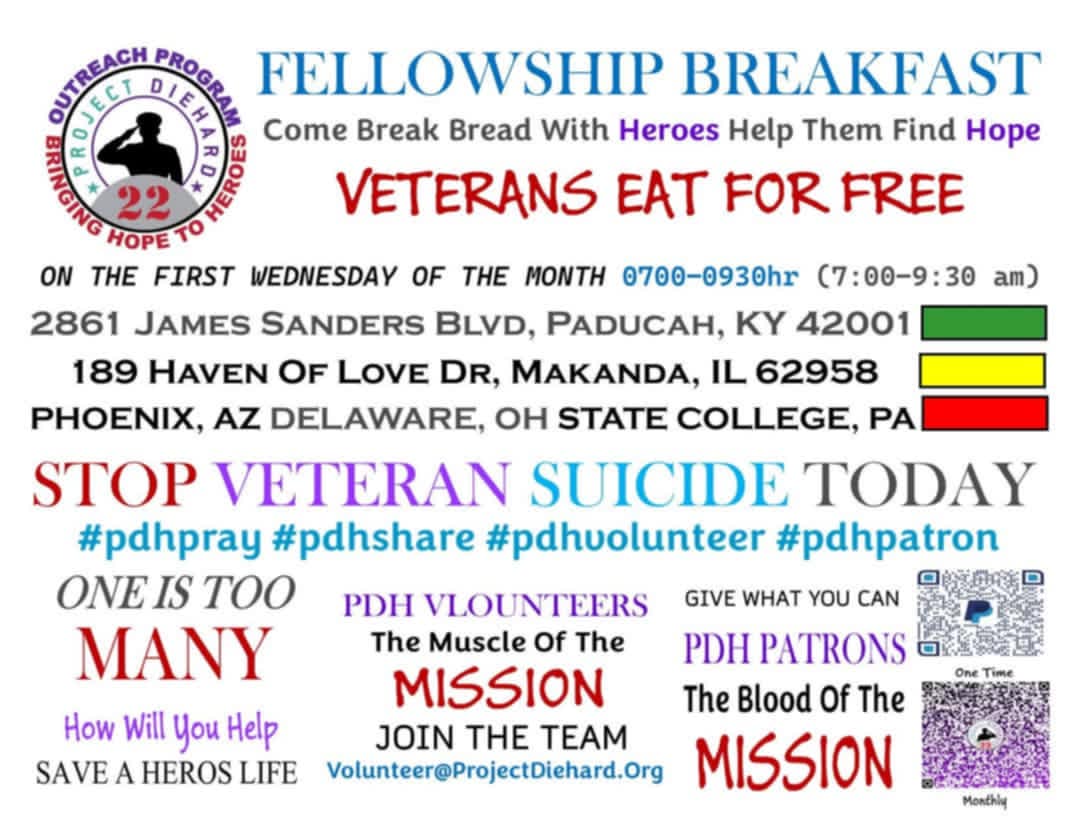 Flyer for Fellowship Breakfast — Veterans Eat Free