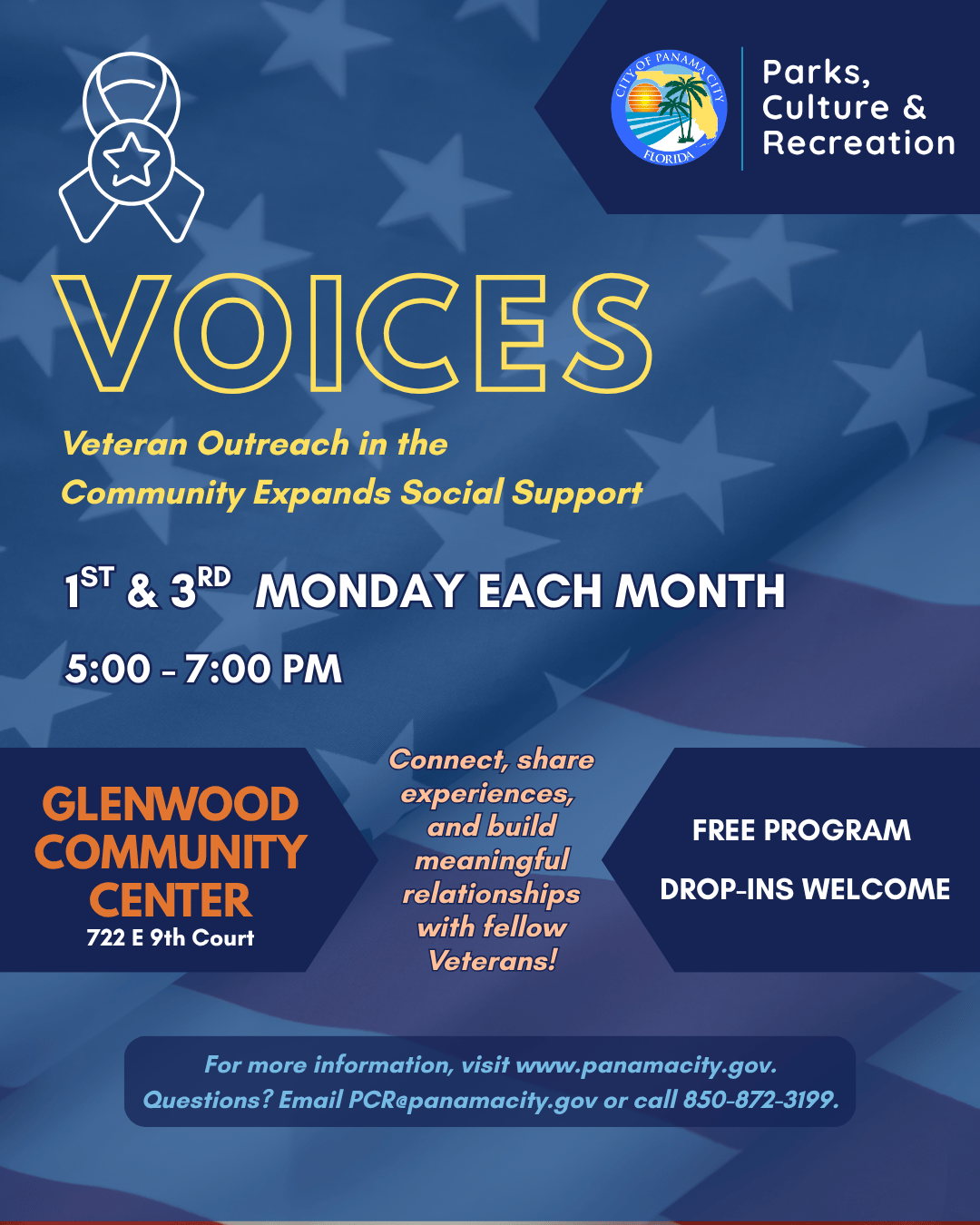 Flyer for VOICES — Veteran Outreach in the Community Expands Social Support