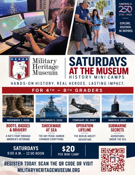Flyer for Saturdays at the Museum: Submarine Secrets — History Mini Camp