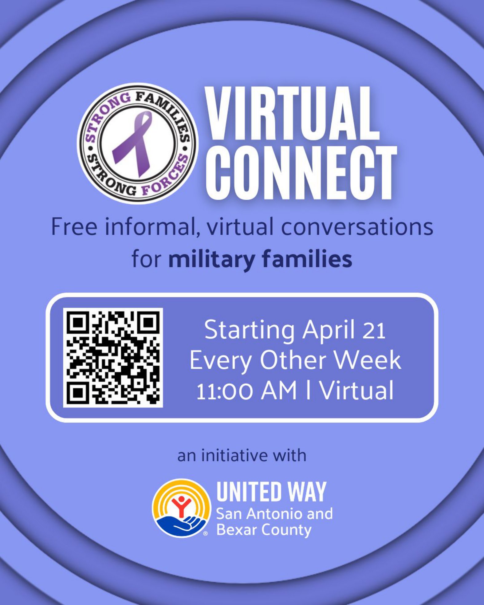 Flyer for Virtual Connect — Conversations for Military Families