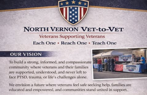 Flyer for North Vernon Vet-to-Vet Peer Support Meeting