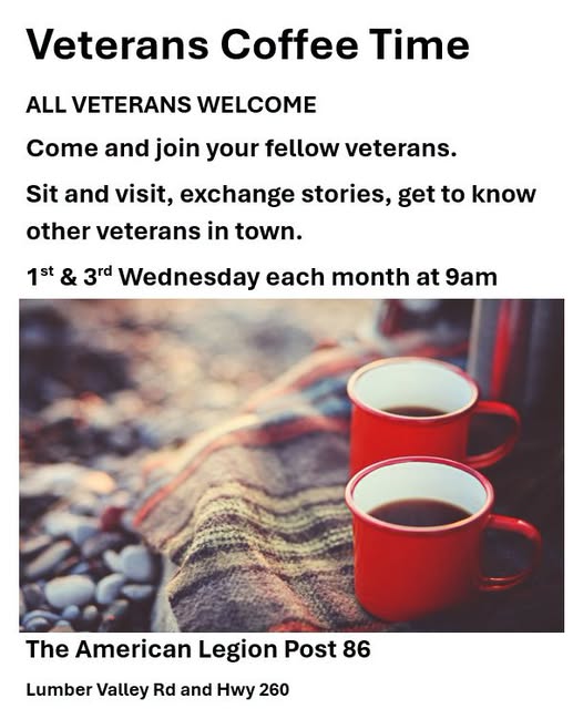 Flyer for Veterans Coffee Time — American Legion Post 86