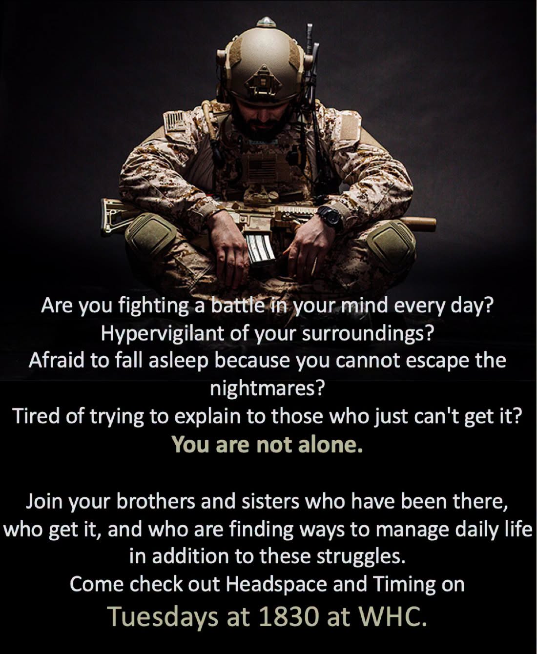 Flyer for Headspace and Timing — Peer Support Group