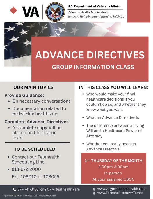 Flyer for Advance Directives Group Information Class