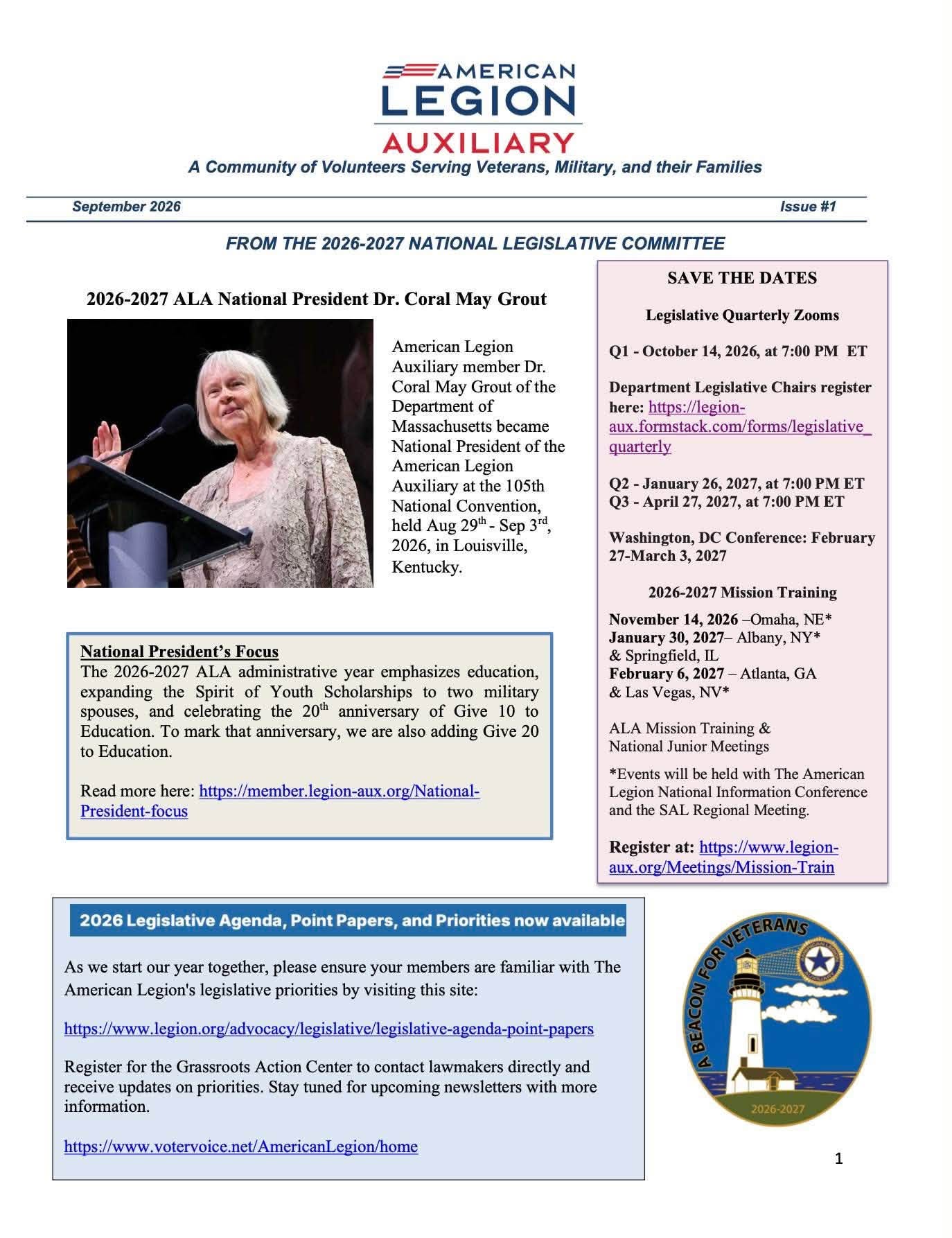Flyer for ALA Legislative Quarterly Zoom - Q2 (2027)