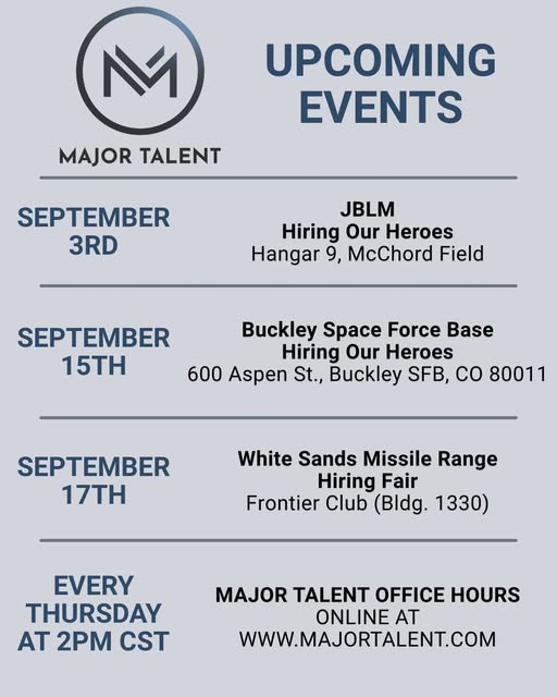 Flyer for Major Talent Office Hours — Weekly Online Drop-In