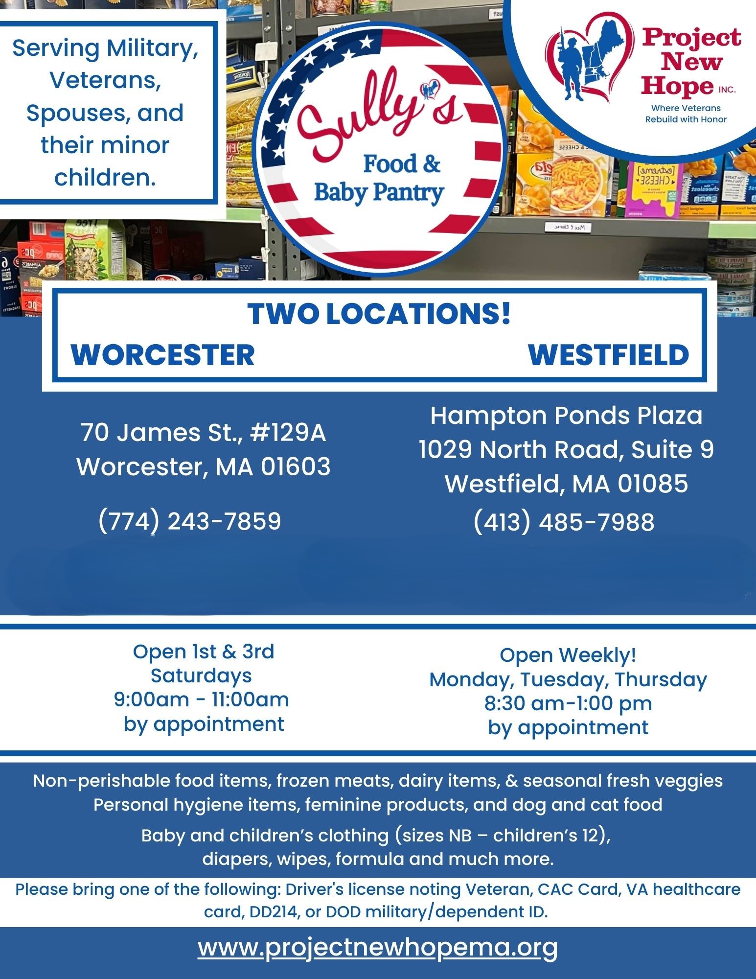 Flyer for Sully's Food & Baby Pantry — Worcester (1st Saturday)