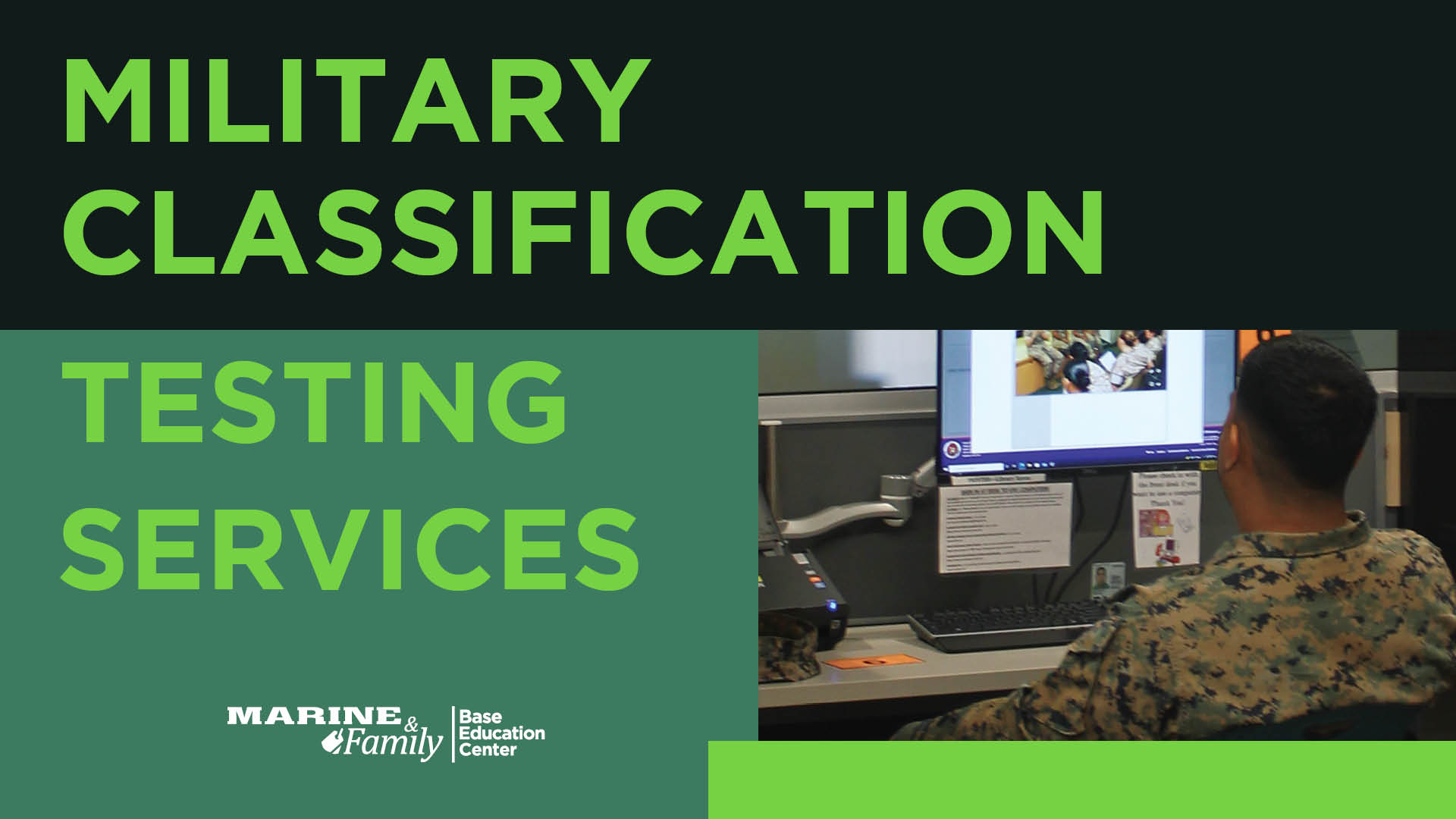 Flyer for Military Classification Testing